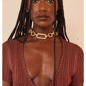 Cult Gaia Reyes Necklace Brushed Brass OS New